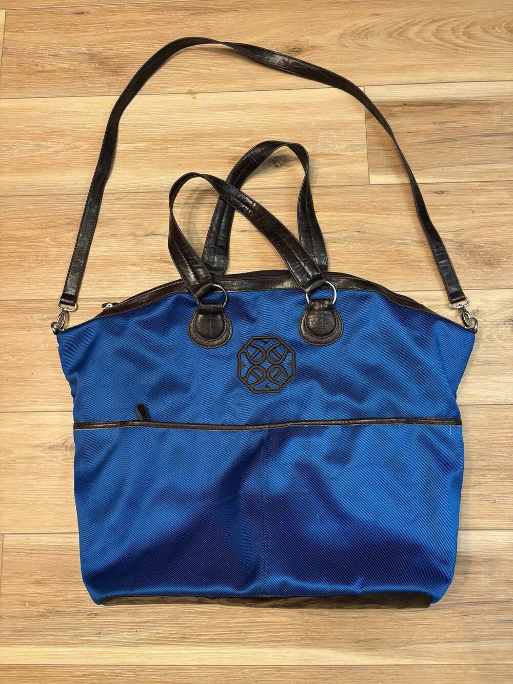 Etienne Aigner Blue Organizational Oversized Duffle Tote Bag Leather